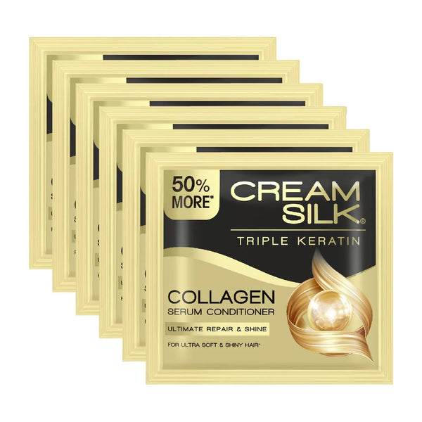 Cream Silk Triple Keratin Collagen Serum Conditioner Ultimate Repair & Shine 6 Sachet x 15ml