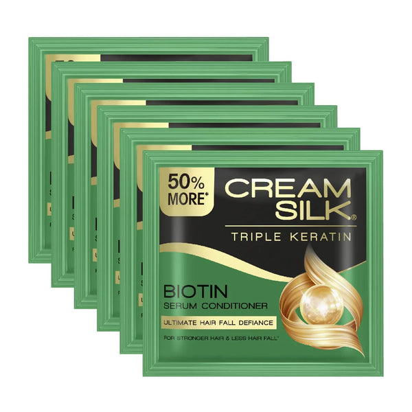 Cream Silk Triple Keratin Biotin Serum Conditioner Ultimate Hair Fall Defiance 6 Sachet x 15ml