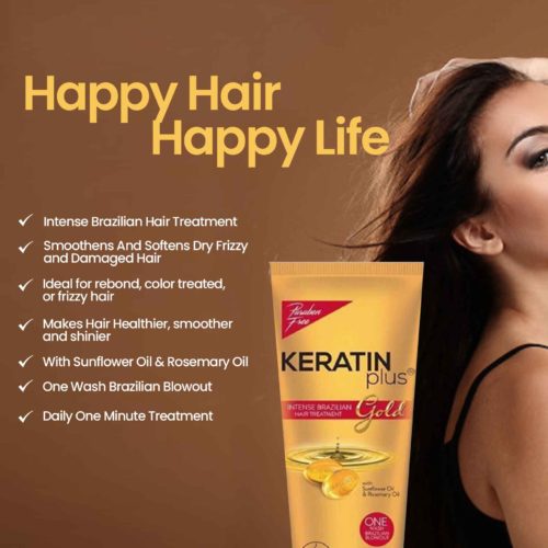Keratin Plus Intense Brazilian Hair Treatment Gold 6 Sachet x 20g