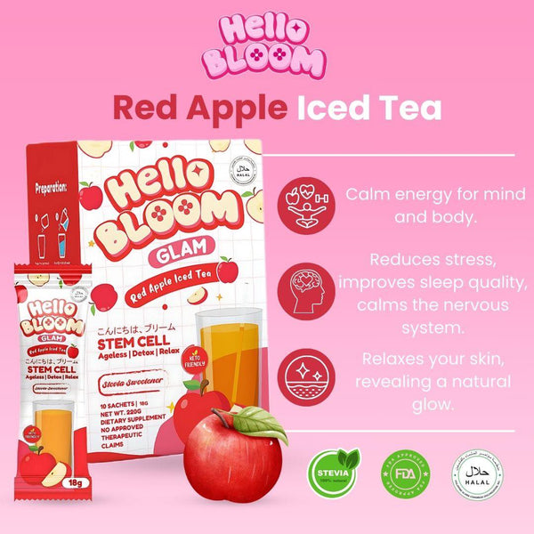 Hello BLOOM GLAM Stem Cell Red Apple Iced Tea Drink
