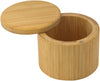 Bamboo Salt and Pepper Bowl, Bamboo Salt Cellar and Spices Storage Box with Spoon and Magnetic Swivel Lid (Single Compartment)