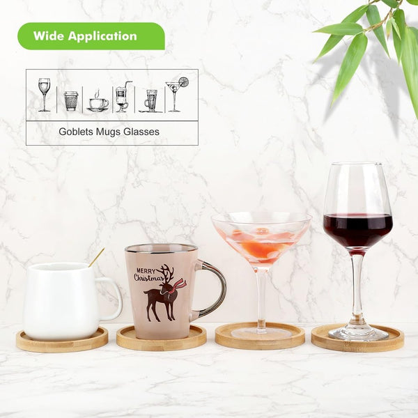 Bamboo Coasters with Bamboo Wood Square Coaster Holder