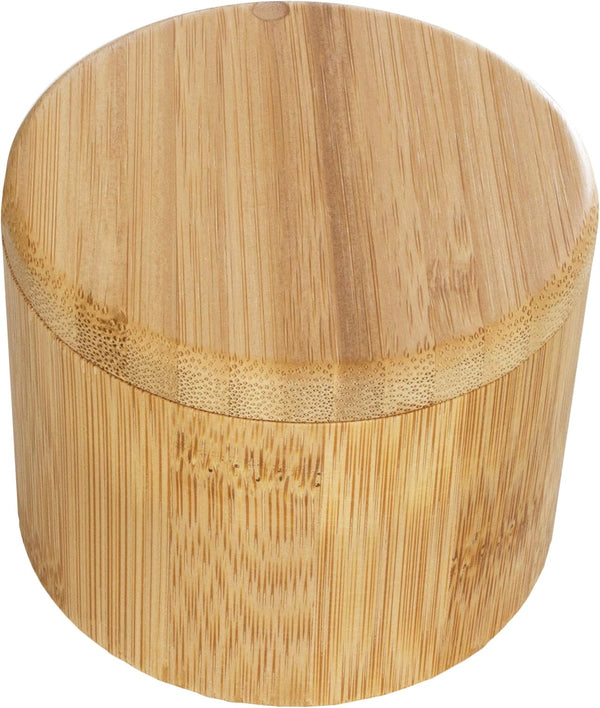 Bamboo Salt and Pepper Bowl, Bamboo Salt Cellar and Spices Storage Box with Spoon and Magnetic Swivel Lid (Single Compartment)