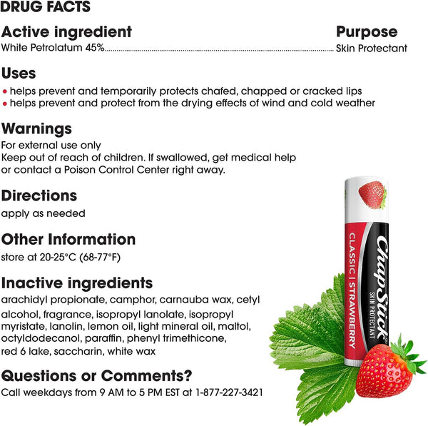 Chap Stick Skin Protectant Classic Strawberry