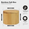 Bamboo Salt and Pepper Bowl, Bamboo Salt Cellar and Spices Storage Box with Spoon and Magnetic Swivel Lid (Single Compartment)