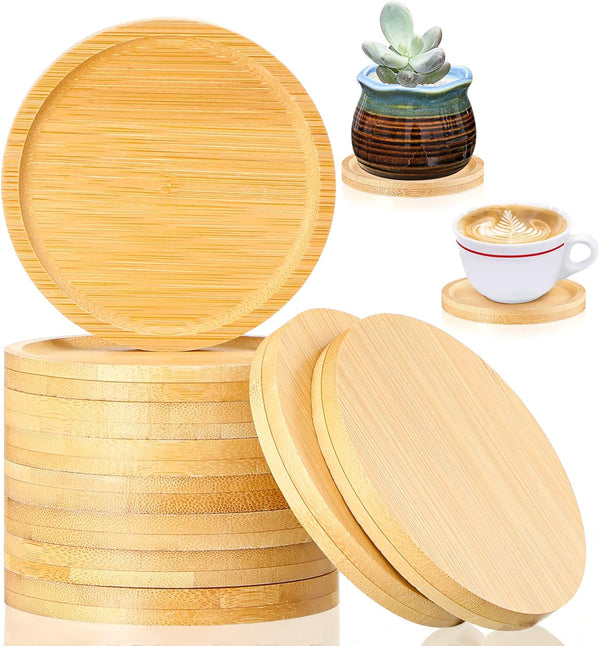 Bamboo Coasters with Bamboo Wood Square Coaster Holder