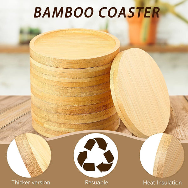 Bamboo Coasters with Bamboo Wood Square Coaster Holder