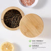 Bamboo Salt and Pepper Bowl, Bamboo Salt Cellar and Spices Storage Box with Spoon and Magnetic Swivel Lid (Single Compartment)