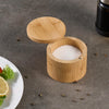 Bamboo Salt and Pepper Bowl, Bamboo Salt Cellar and Spices Storage Box with Spoon and Magnetic Swivel Lid (Single Compartment)