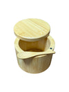 Bamboo Salt and Pepper Bowl, Bamboo Salt Cellar and Spices Storage Box with Spoon and Magnetic Swivel Lid (Single Compartment)
