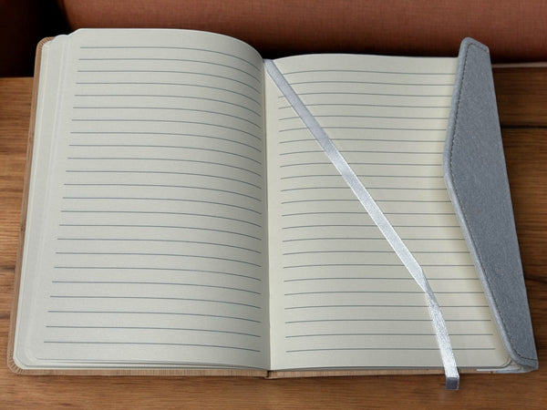 Bamboo Cover Notebook with Felt Accent | A5 | Magnetic Flap Enclosure