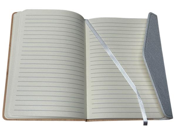 Bamboo Cover Notebook with Felt Accent | A5 | Magnetic Flap Enclosure