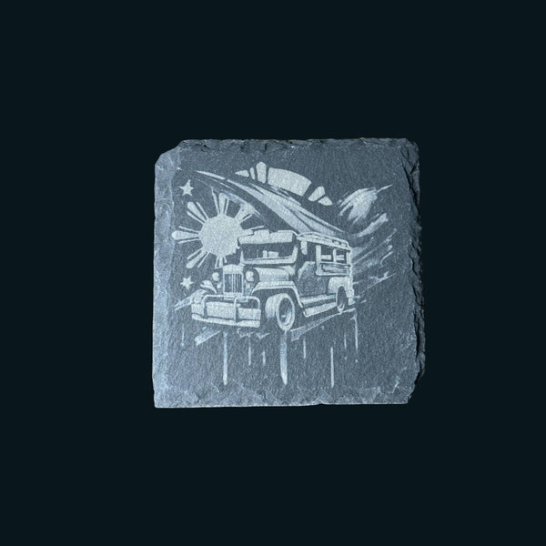 Slate Coaster – Laser Engraved ( Jeepney )