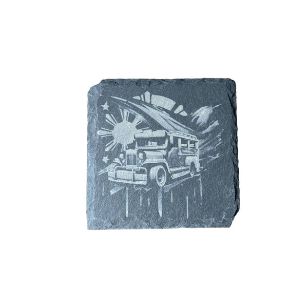 Slate Coaster – Laser Engraved ( Jeepney )