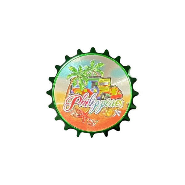Philippine Metallic Fiber Glass Refrigerator Magnet and a Can / Bottle Opener ( Jeepney )