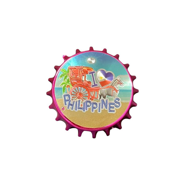 Philippine Metallic Fiber Glass Refrigerator Magnet and a Can / Bottle Opener ( Kalesa )