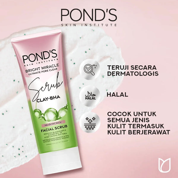 Pond's Bright Miracle Ultimate Pore Care Scrub Clay BHA Facial Scrub