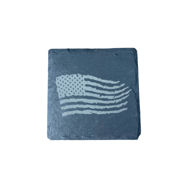 American Flag Slate Coaster – Laser Engraved