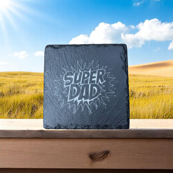 Slate Coaster – Laser Engraved (Super Dad)