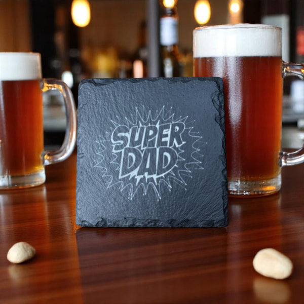 Slate Coaster – Laser Engraved (Super Dad)