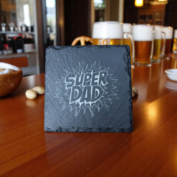 Slate Coaster – Laser Engraved (Super Dad)