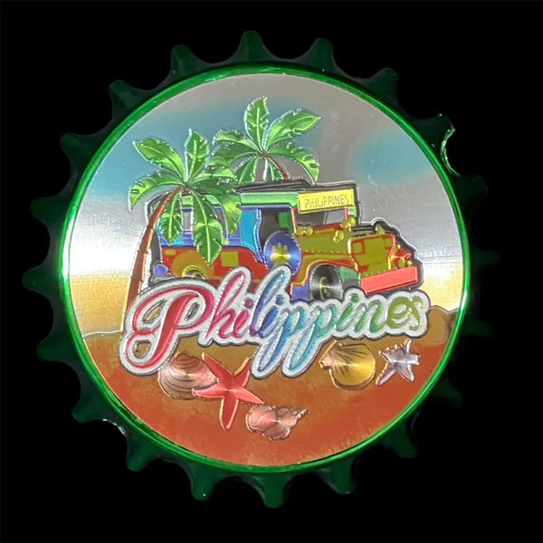 Philippine Metallic Fiber Glass Refrigerator Magnet and a Can / Bottle Opener ( Jeepney )