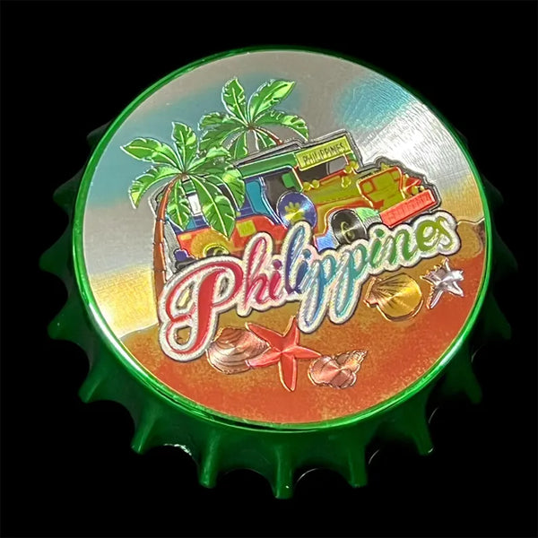 Philippine Metallic Fiber Glass Refrigerator Magnet and a Can / Bottle Opener ( Jeepney )
