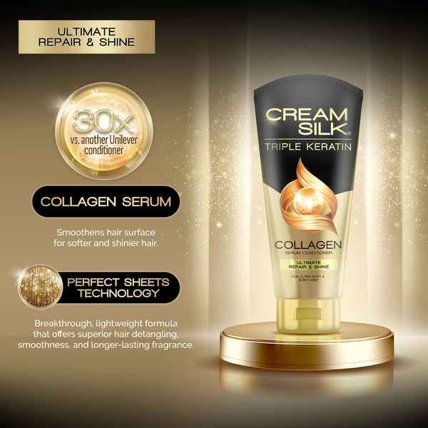 Cream Silk Triple Keratin Ultimate Repair & Shine Serum Conditioner (Pack of 2) Big Size