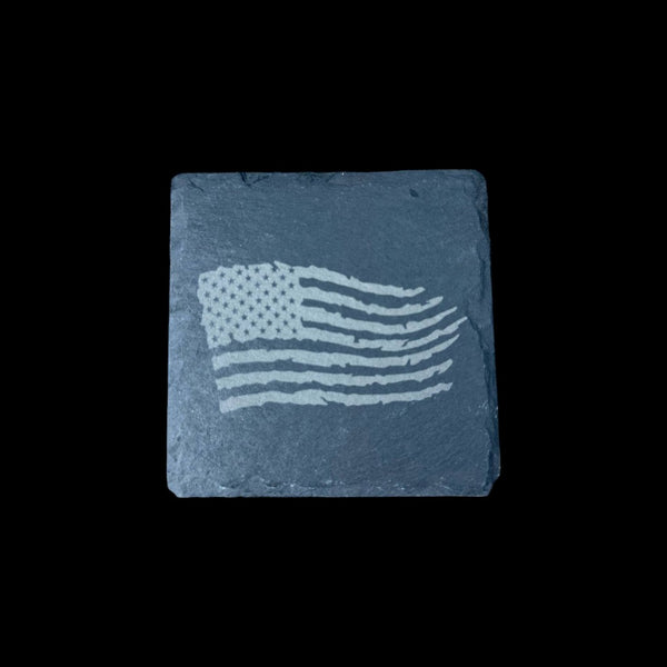 American Flag Slate Coaster – Laser Engraved