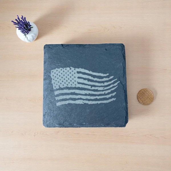 American Flag Slate Coaster – Laser Engraved