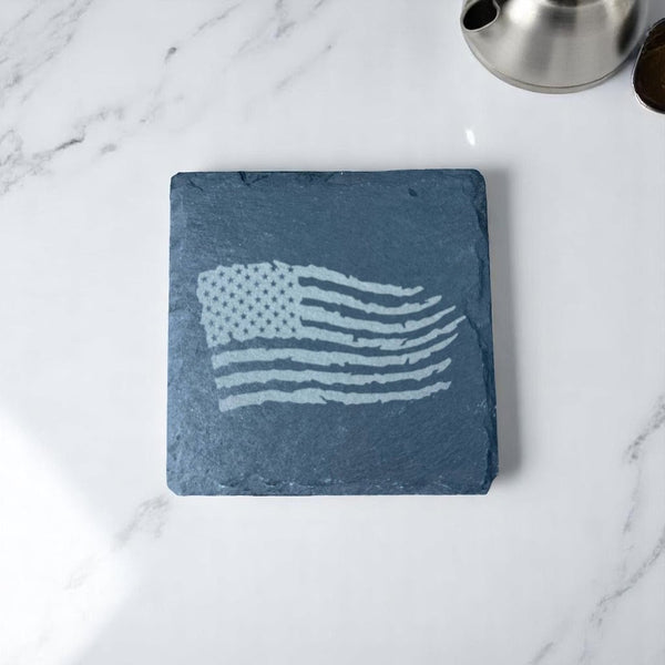 American Flag Slate Coaster – Laser Engraved