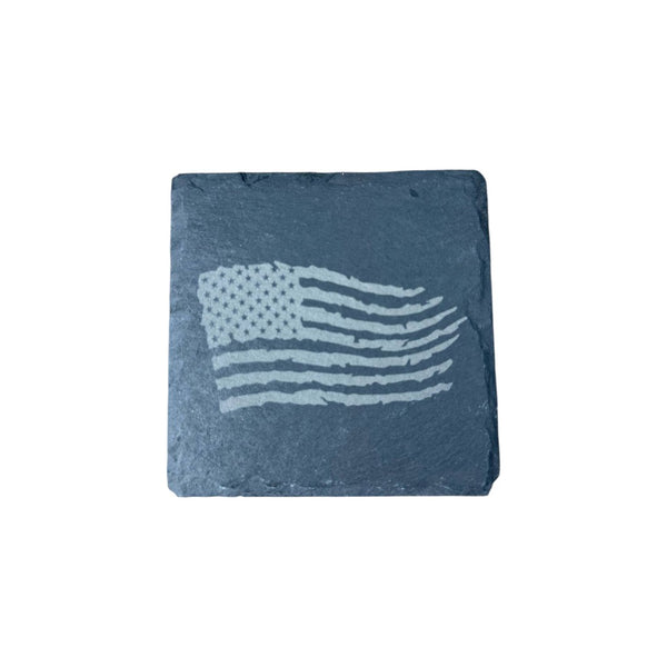 American Flag Slate Coaster – Laser Engraved