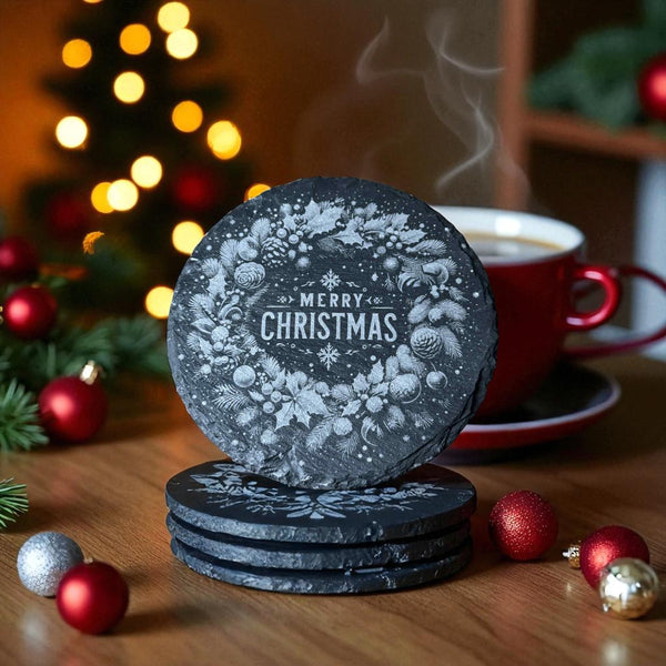 Slate Coaster – Laser Engraved ( Christmas )