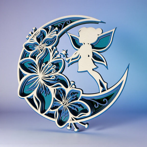 Crescent Moon and Fairy 3D Layered Home Decor