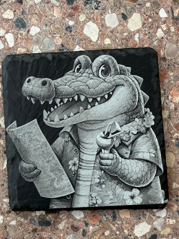Slate Coaster – Laser Engraved (Crocodile)