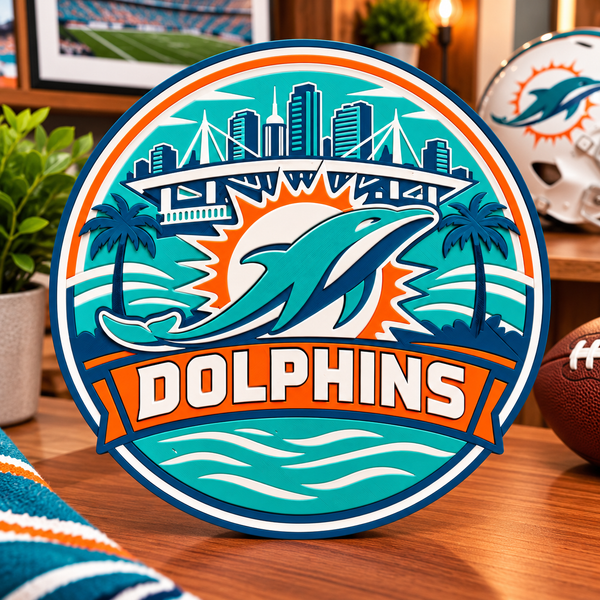 Football Themed 3D Printed Desk Sign - Dolphins