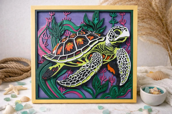 Sea Turtle Layered Wood Wall Art Ocean Decor