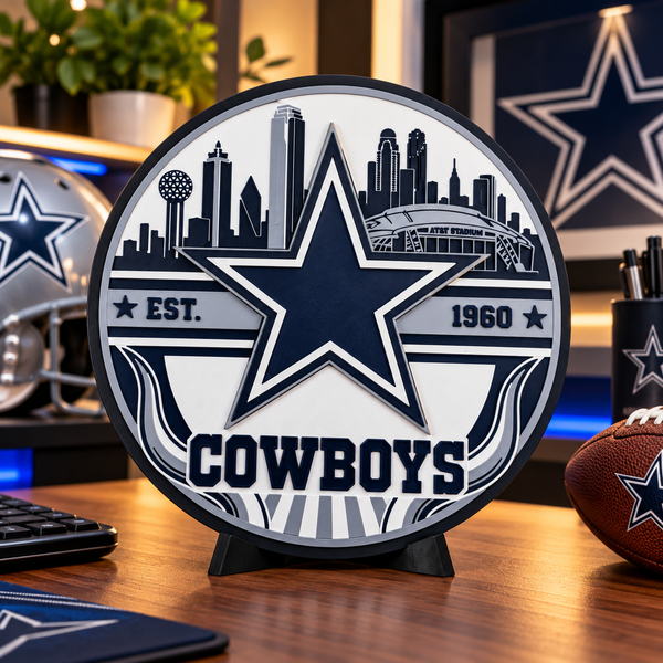 Football Themed 3D Printed Desk Sign - Cowboys