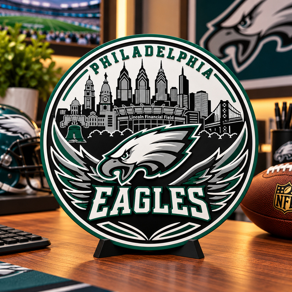 Football Themed 3D Printed Desk Sign - Eagles