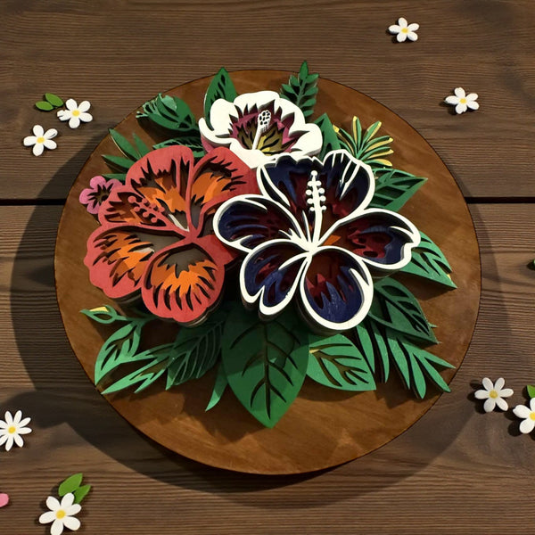 Layered Hibiscus Wall Decor