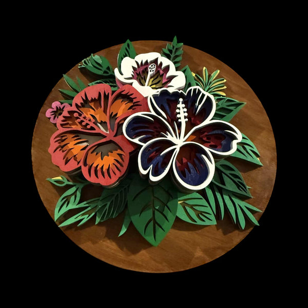Layered Hibiscus Wall Decor