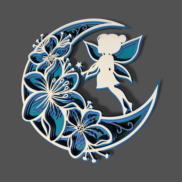 Crescent Moon and Fairy 3D Layered Home Decor