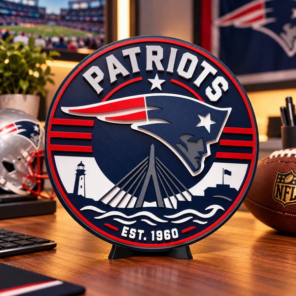 Football Themed 3D Printed Desk Sign - Patriots