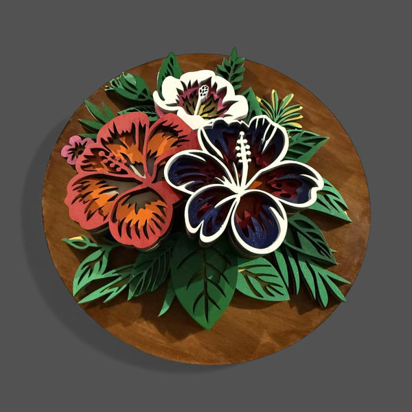 Layered Hibiscus Wall Decor