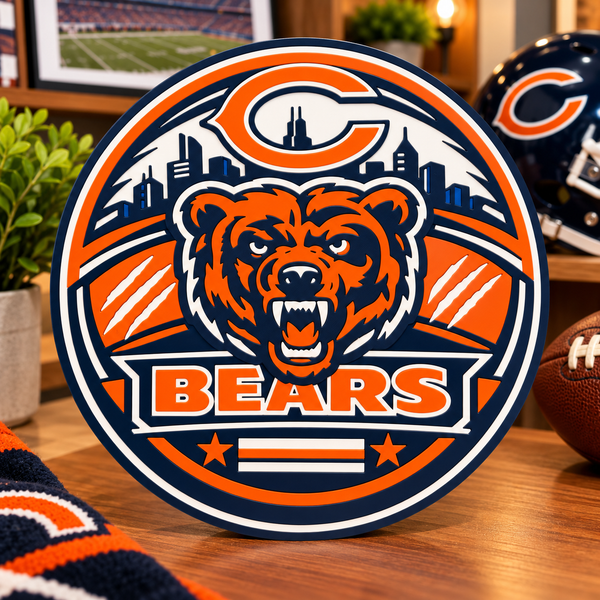 Football Themed 3D Printed Desk Sign - Bears