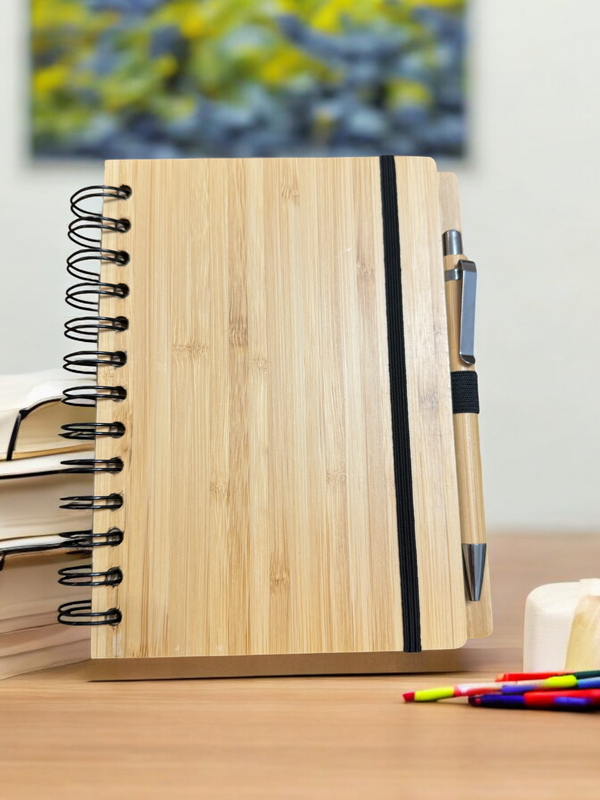 Bamboo Spiral Notebook with Ballpen