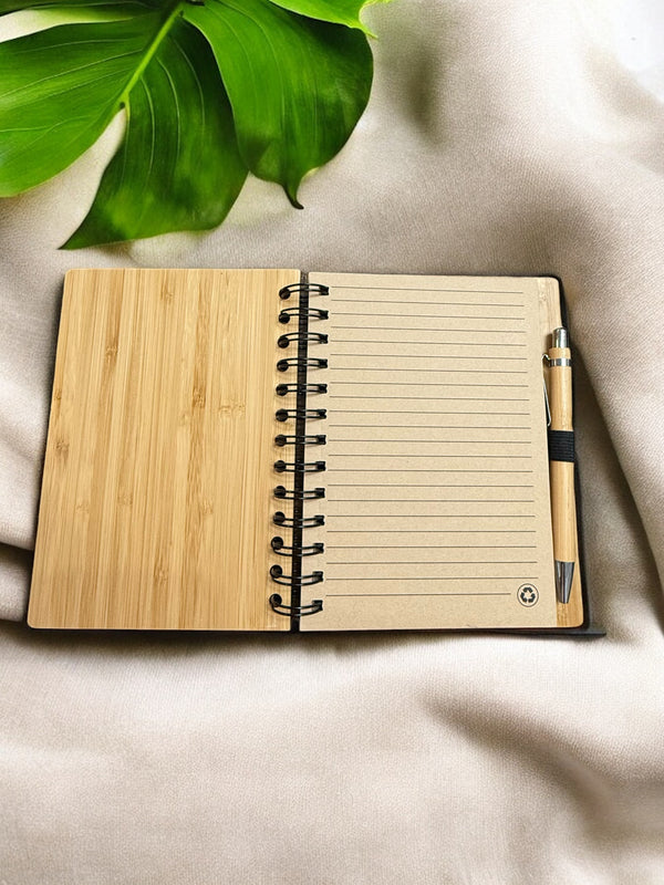 Bamboo Spiral Notebook with Ballpen