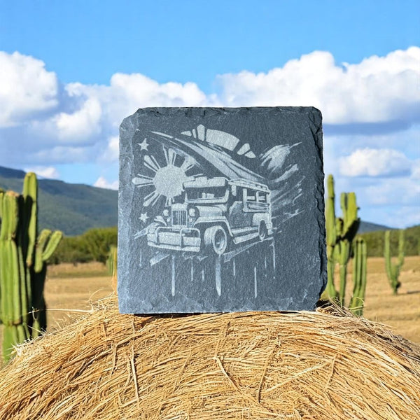 Slate Coaster – Laser Engraved ( Jeepney )