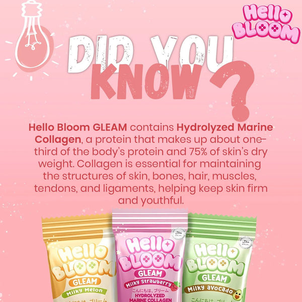 Hello BLOOM GLEAM Milky Strawberry Collagen Drink