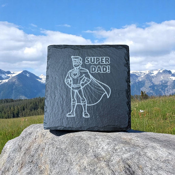 Slate Coaster – Laser Engraved (Super Dad)